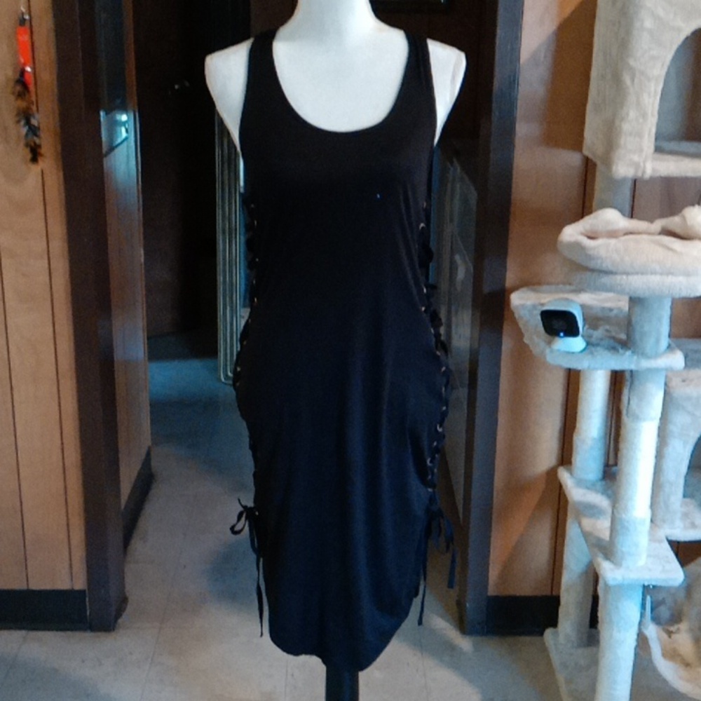 Black dress lace up side very soft